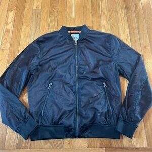 ZARA Black & Orange Mesh Full Zip Zipper Pockets Jacket Mens Large Lightweight